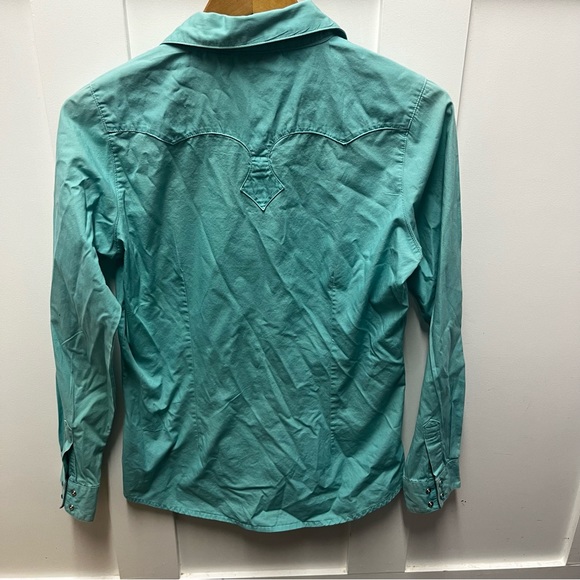 Wrangler turquoise embroidered snap up western top size M - Picture 3 of 6